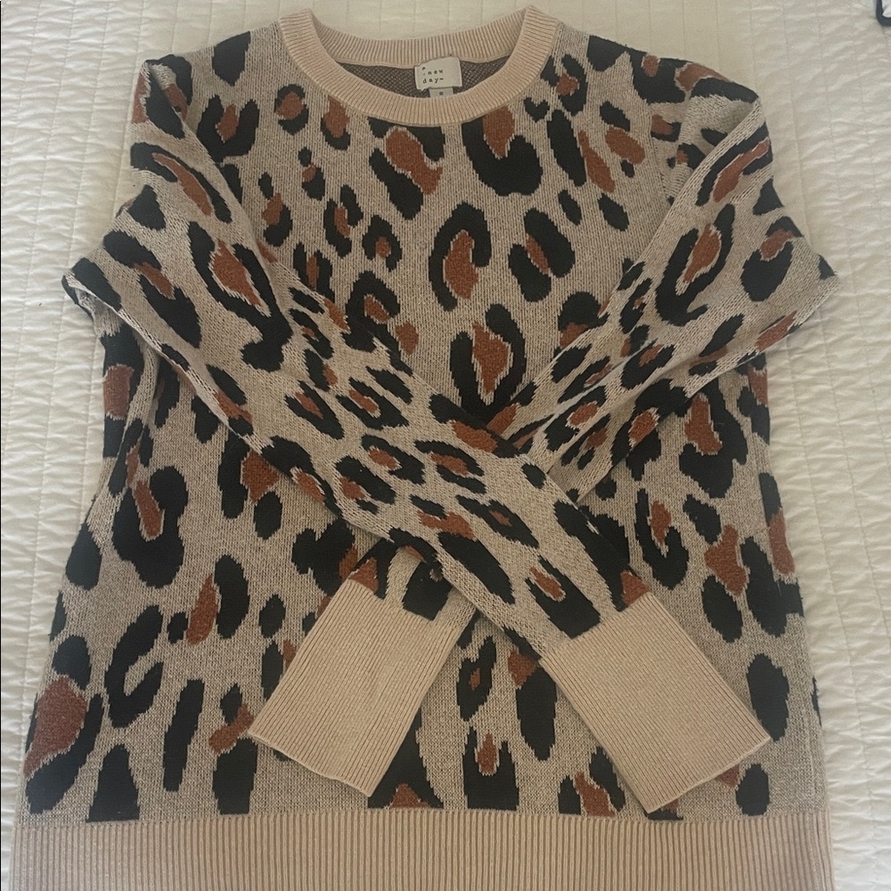 a new day Leopard Print Sweater - Black, Brown, and Cream